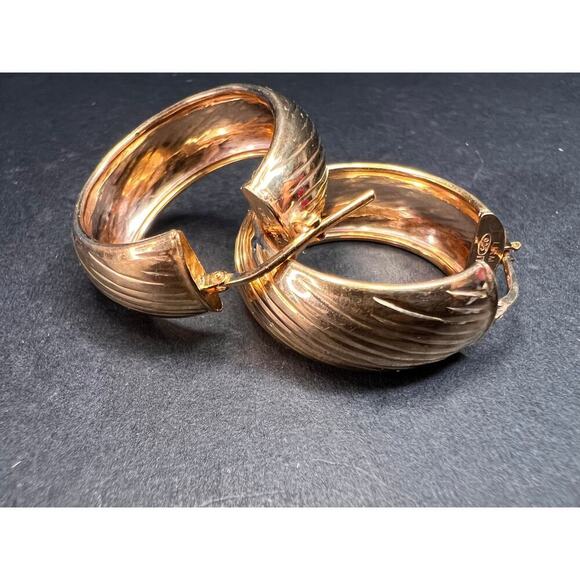 Rose Gold over sterling silver Italian hoop earrings - Picture 10 of 14